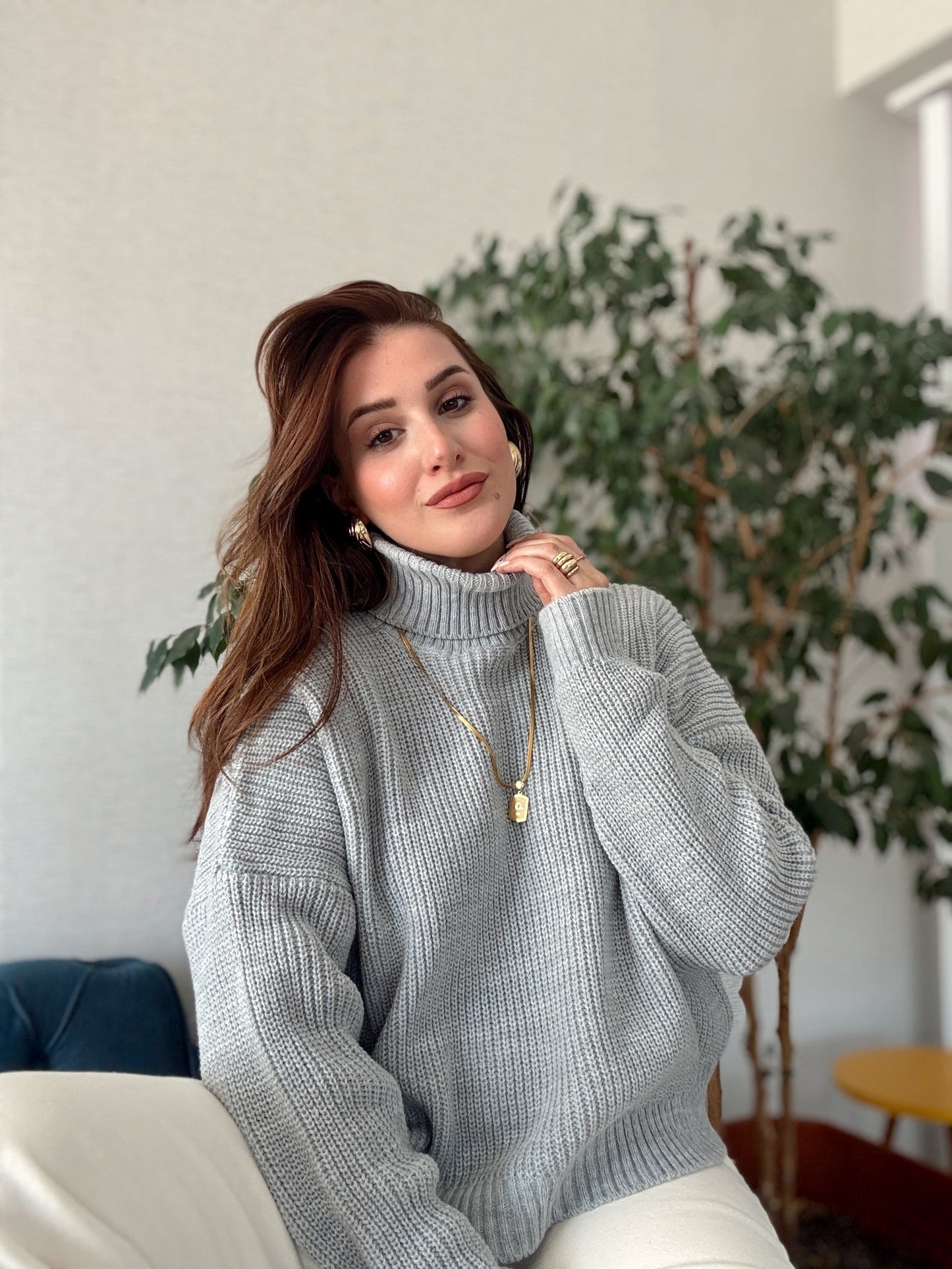 Balıkçı Yaka Selanik Örgü Kazak GRİ