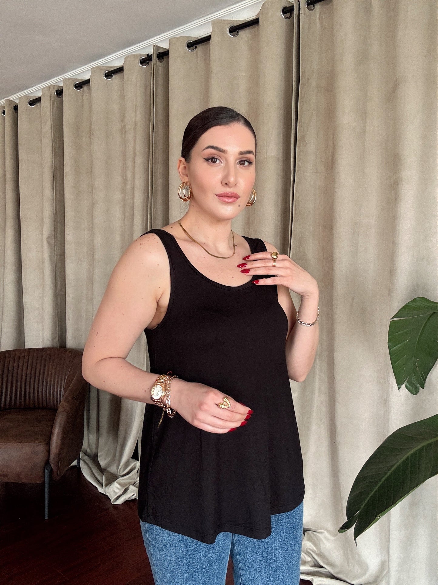 OYSH geniş yaka basic atlet SİYAH
