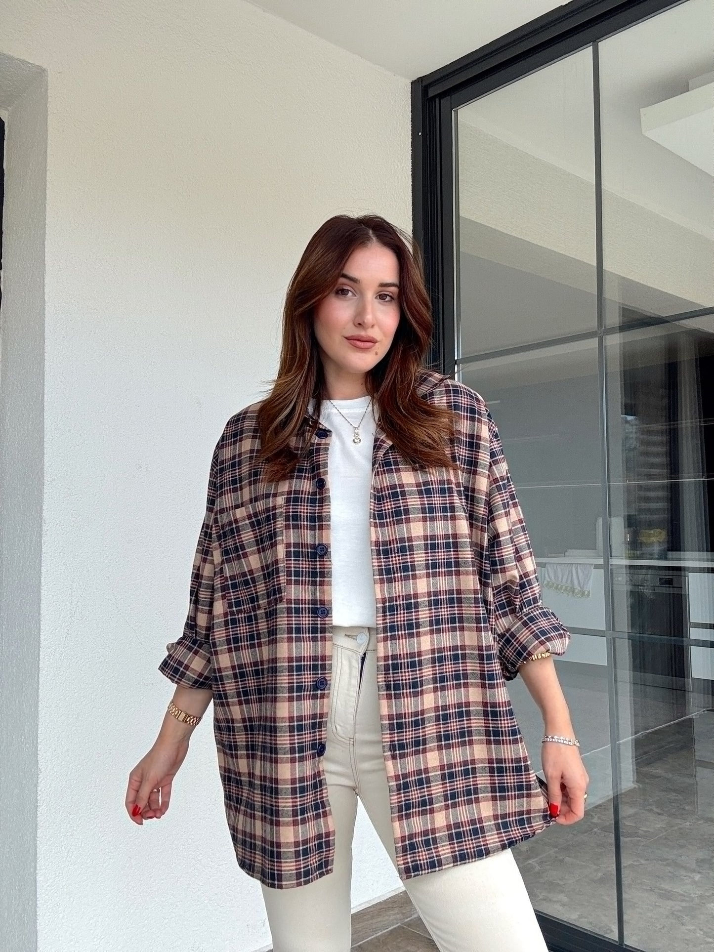 Oversize Oduncu gömlek Vizon