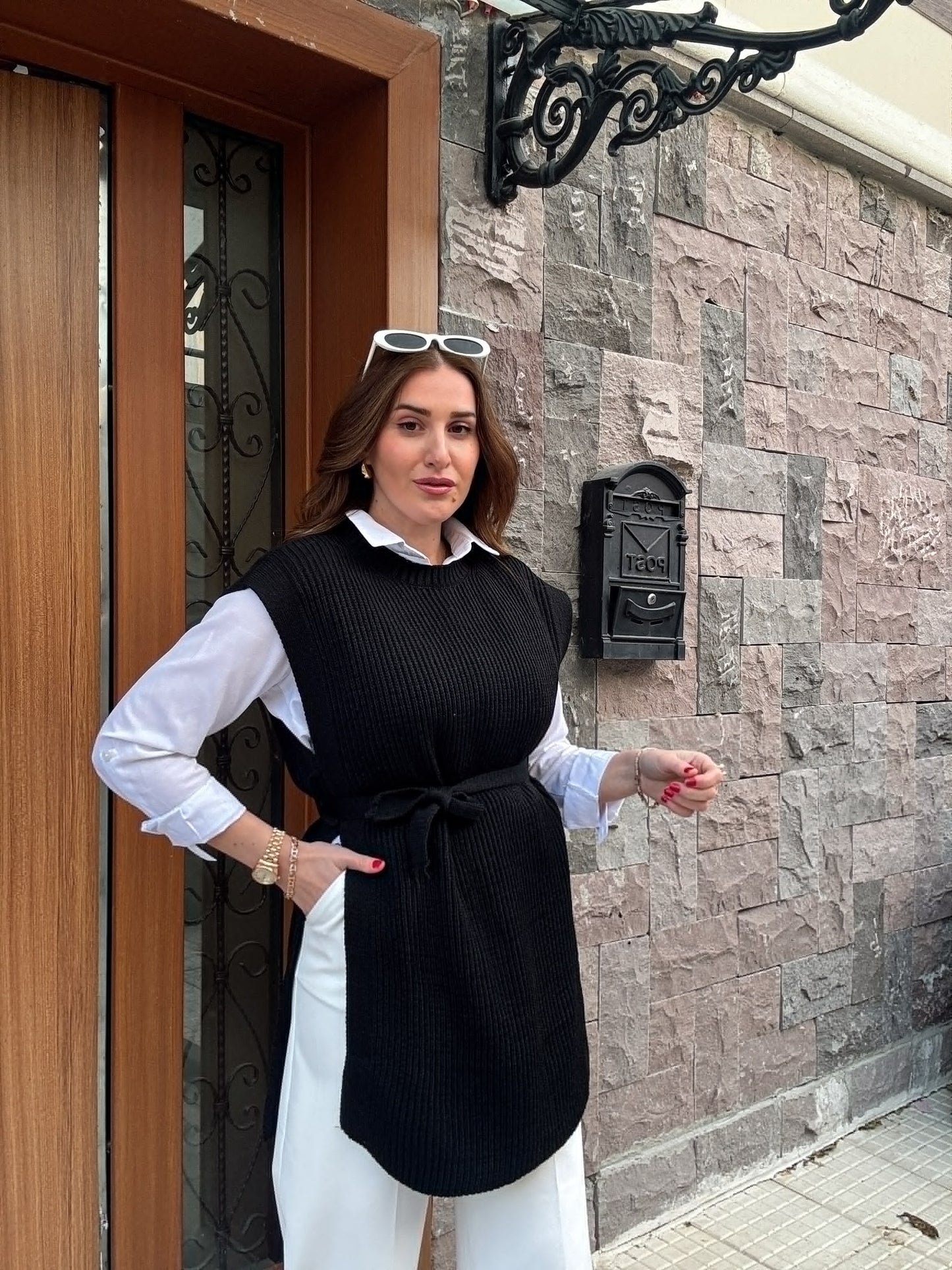 Selanik Kemerli Süveter - SİYAH