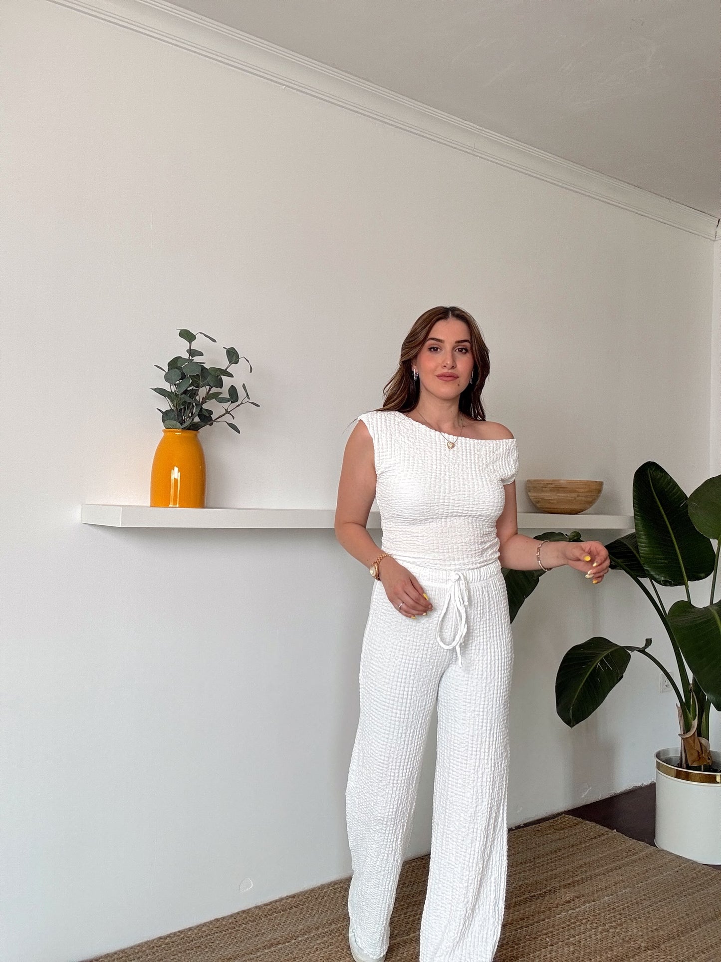 ELİZA yanları büzgülü ikili takım BEYAZ