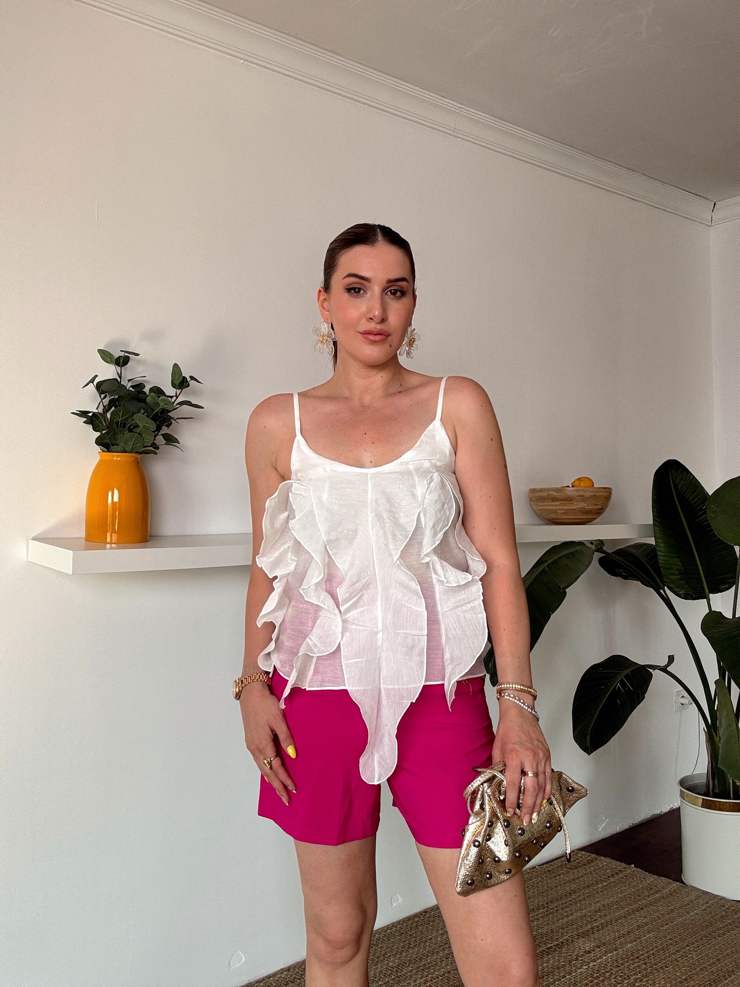 İp Askılı Fırfırlı Atlet beyaz