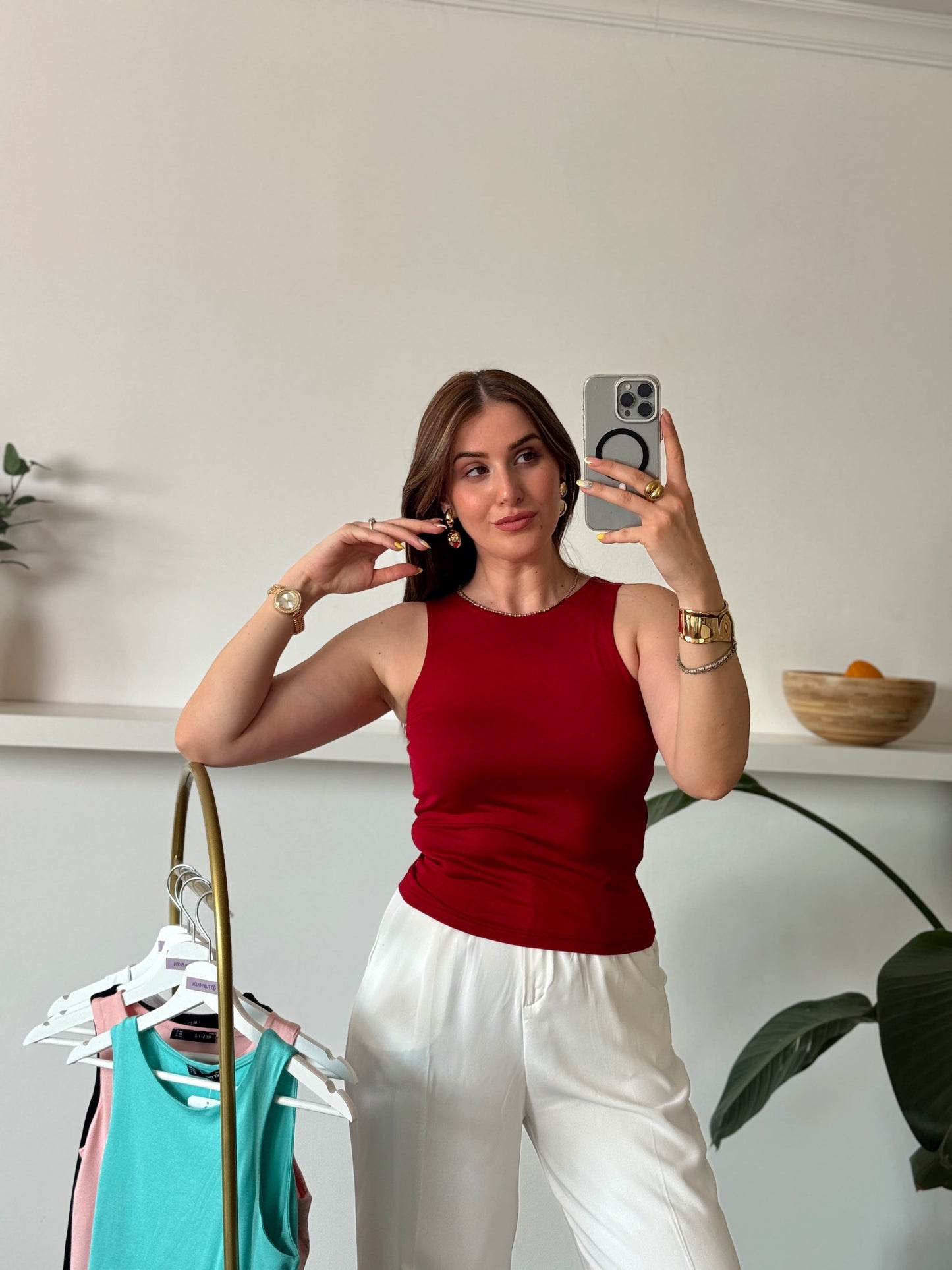 İrmela Halter Yaka Bluz bordo