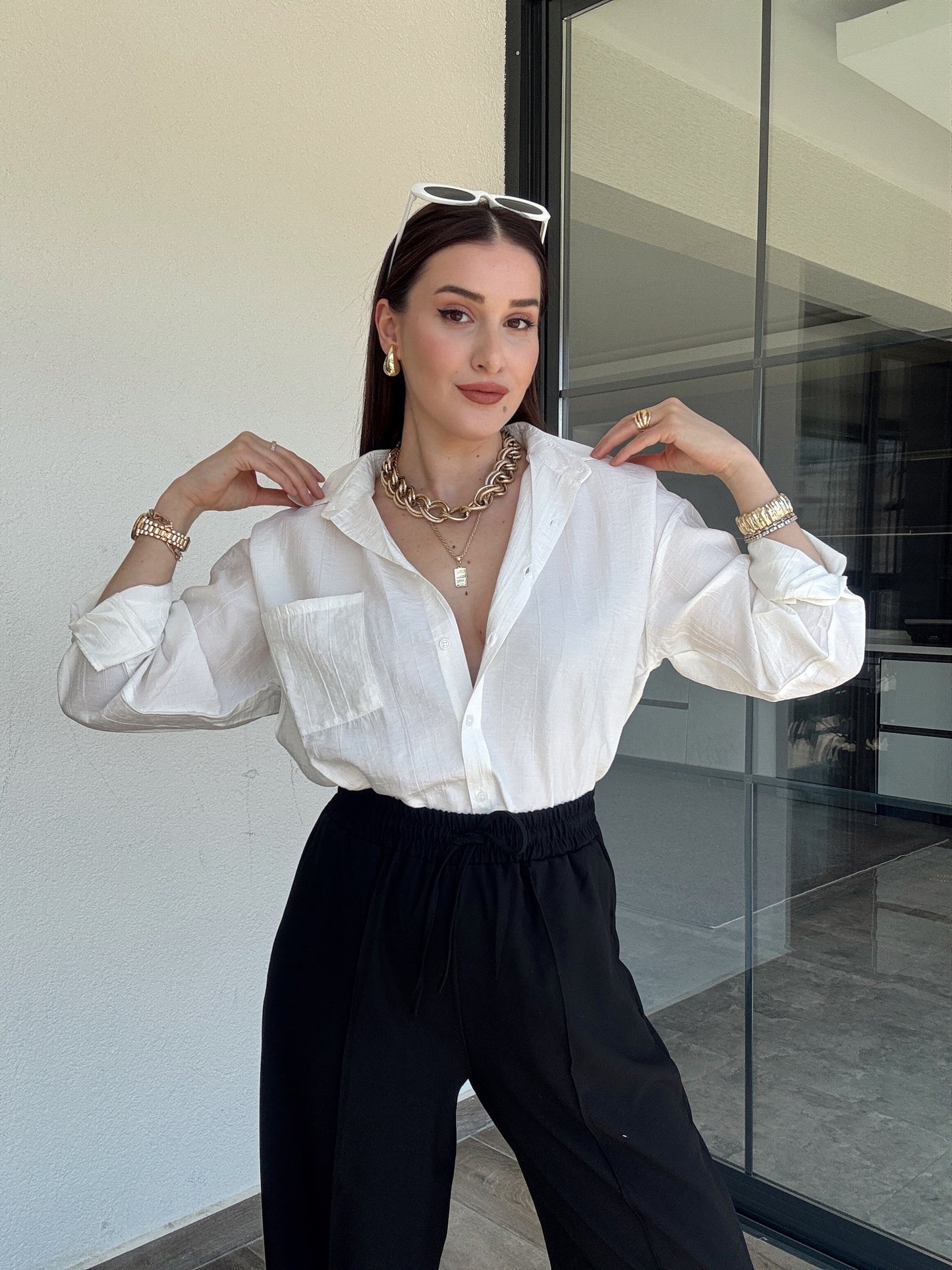 Basic Crush Gömlek - EKRU