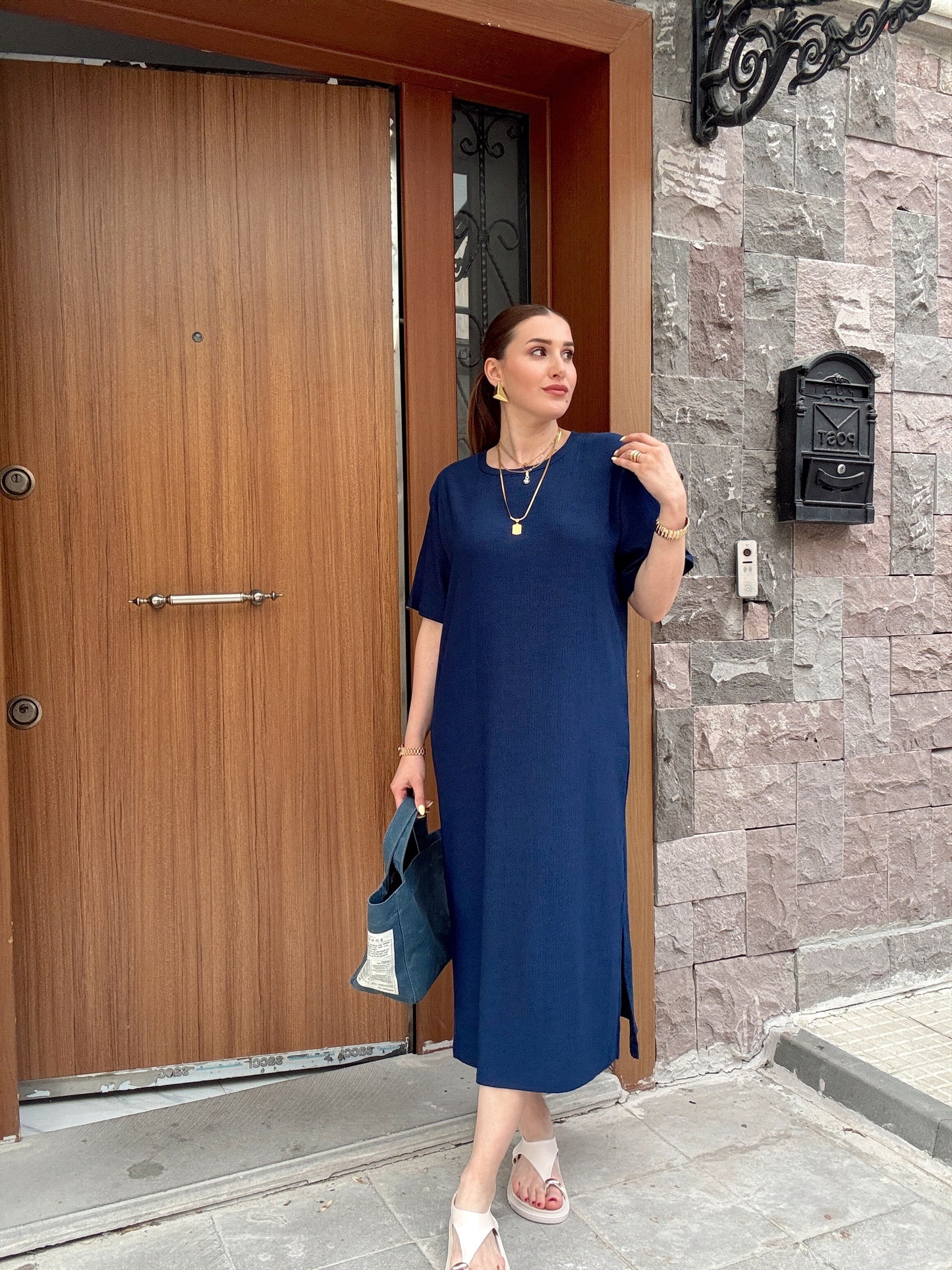 Oversize Salaş Elbise Lacivert