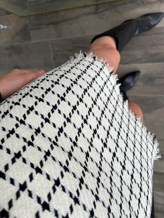 Ekose dar etek BEYAZ