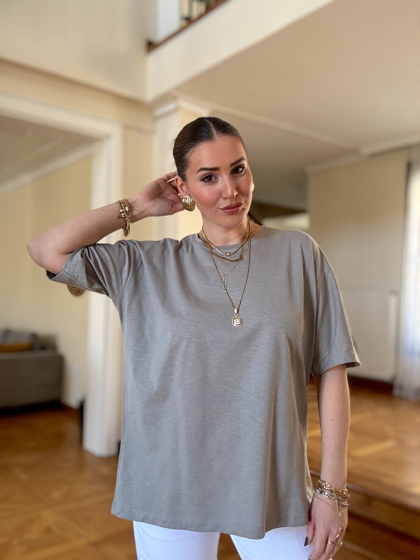 Oversize Tişört Gri