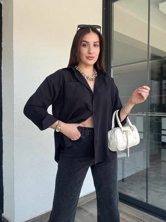 Tek Cepli Gömlek - SİYAH