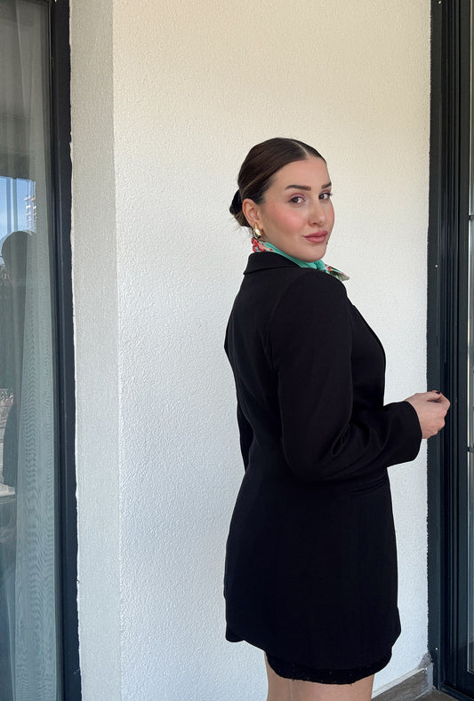 Gümüş Düğme ADELE Astarlı Ceket - SİYAH