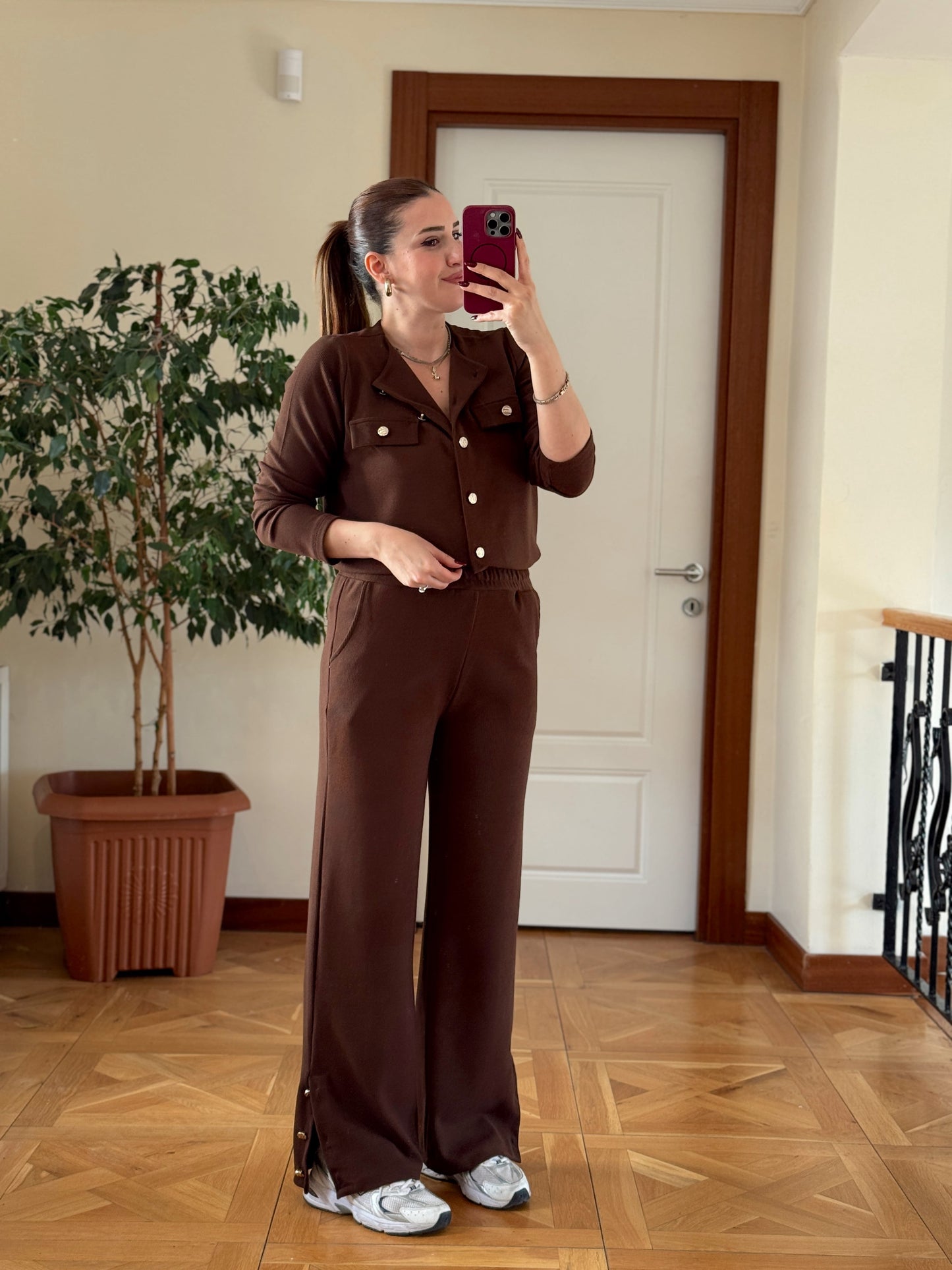 Paça gold düğmeli selanik takım KAHVERENGİ