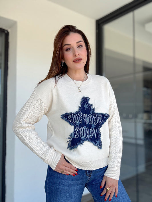 Twst model kot yıldızlı kazak BEJ