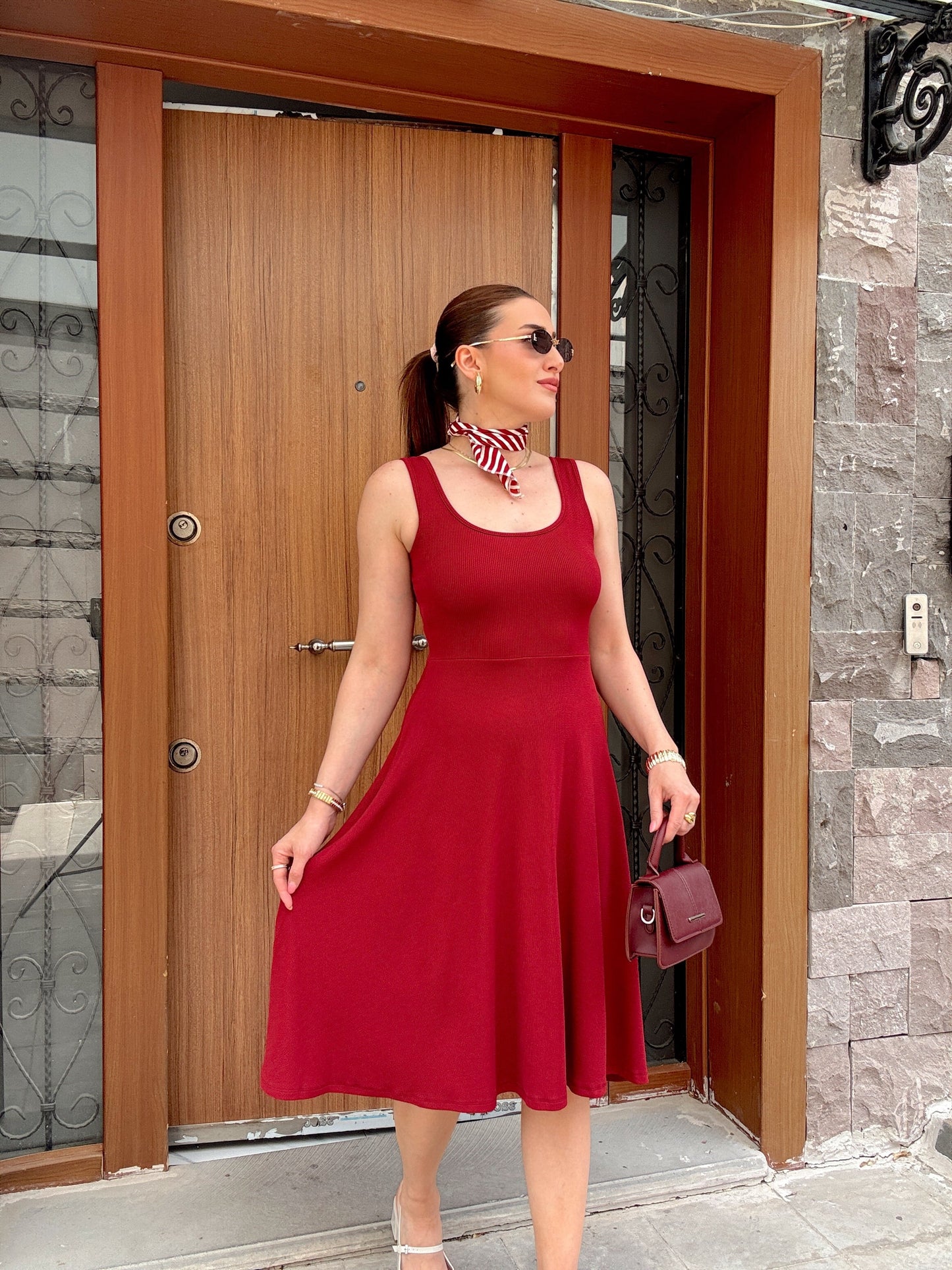 Askılı KILOS Elbise Bordo