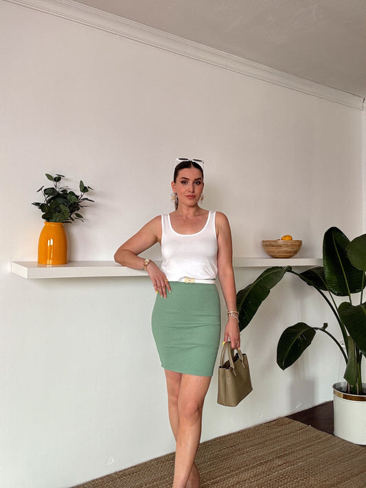 Fitilli bel lastikli etek YEŞİL