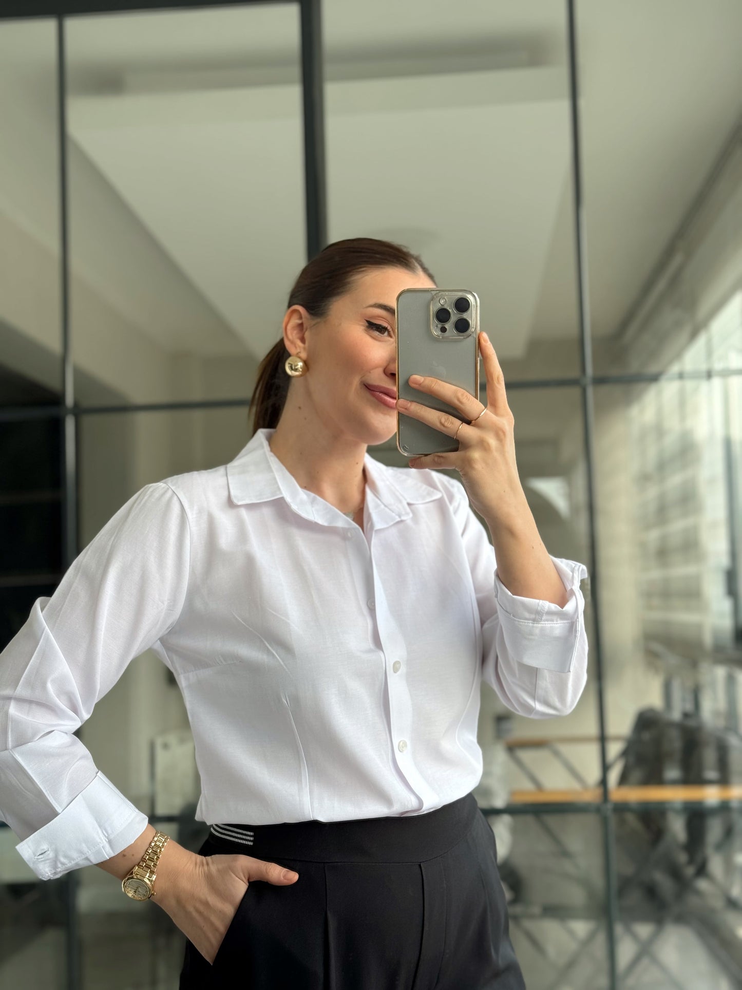 Pensli Linda Gömlek - BEYAZ