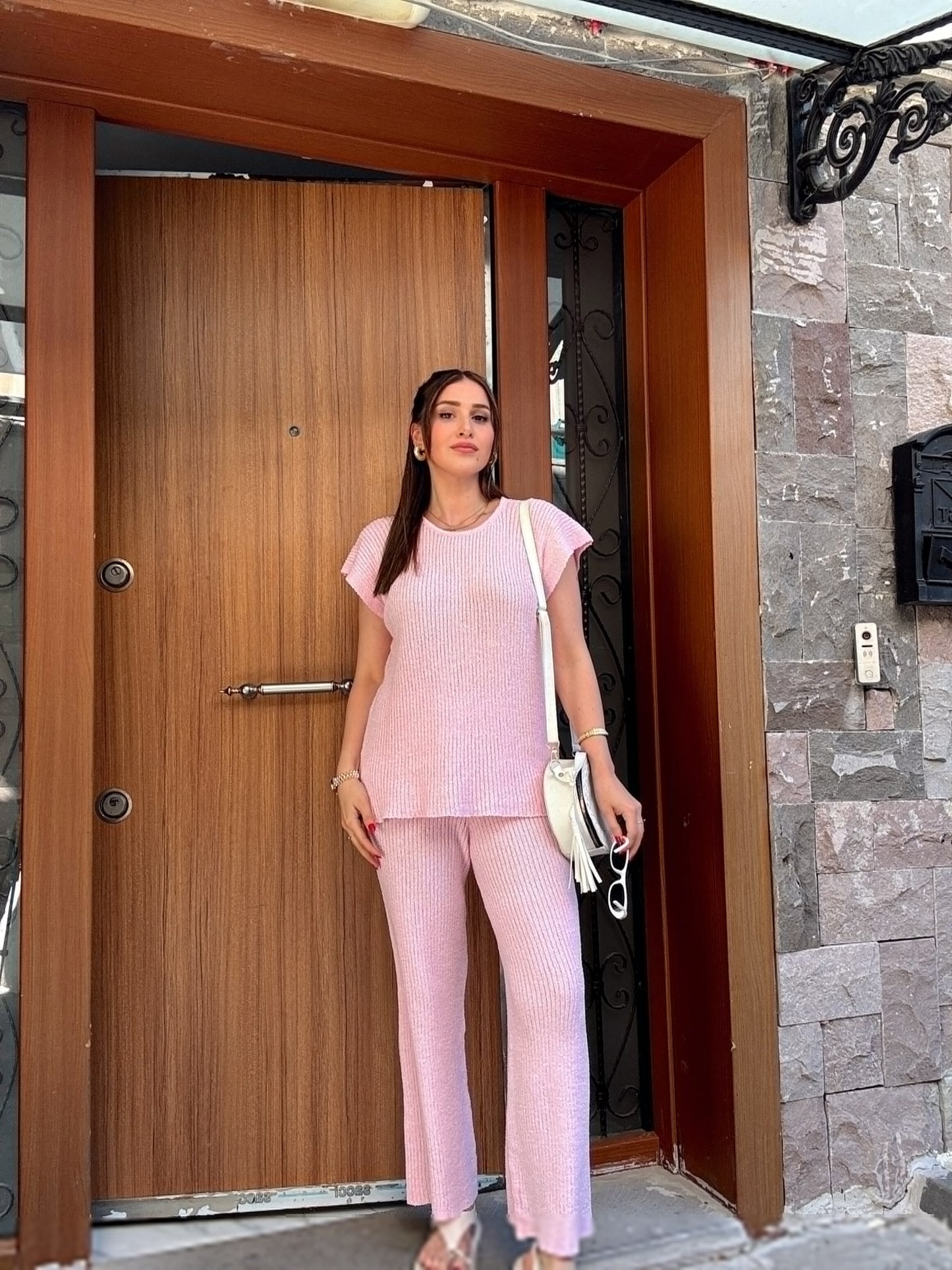 İki parça melanj takım PEMBE