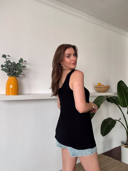 Modal Kumaş uzun atlet Siyah