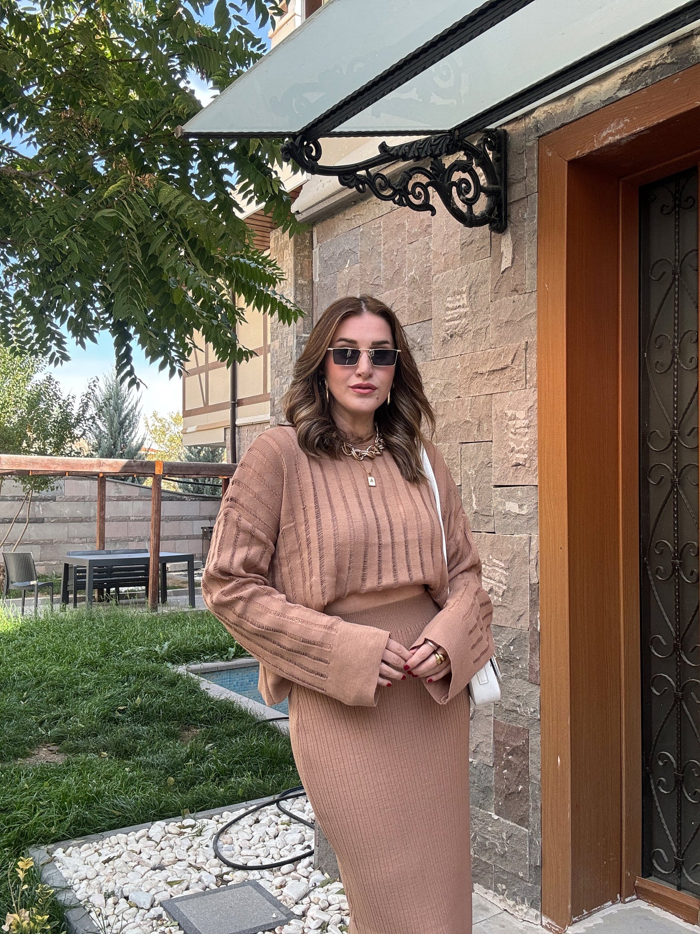 Yürütme Örgü Triko Takım - CAMEL