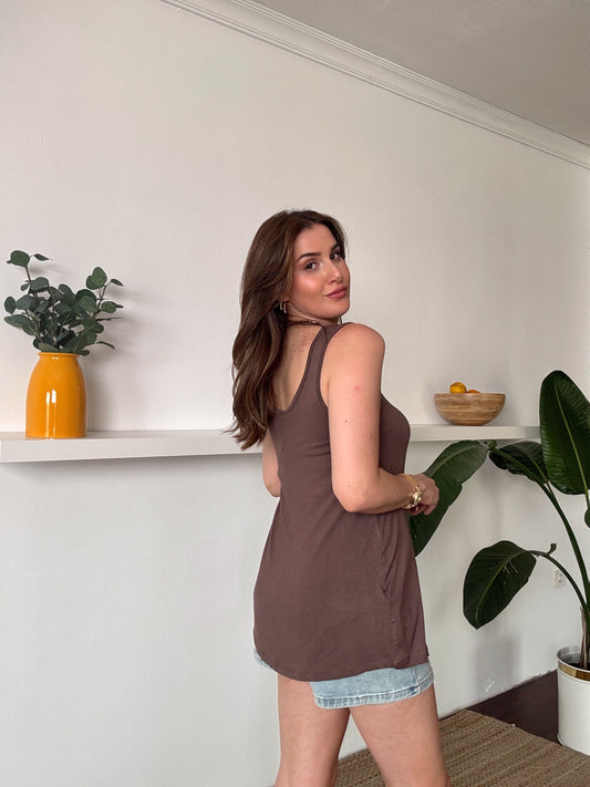 Modal Kumaş uzun atlet KAHVE