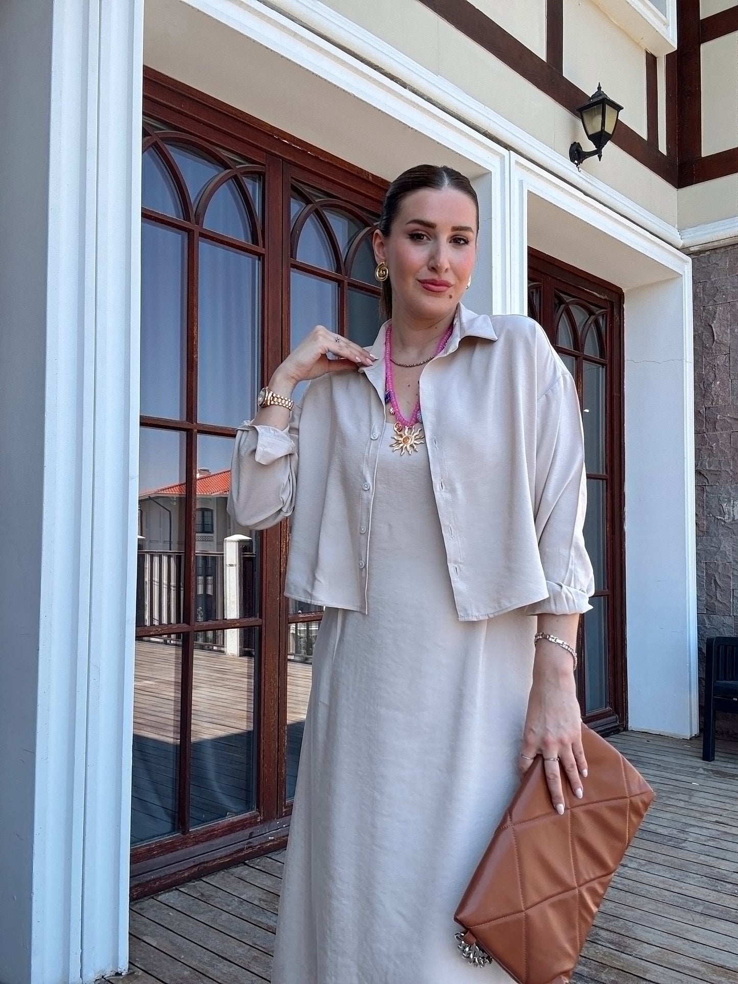 VİENA gömlek elbise ikili takım TAŞ
