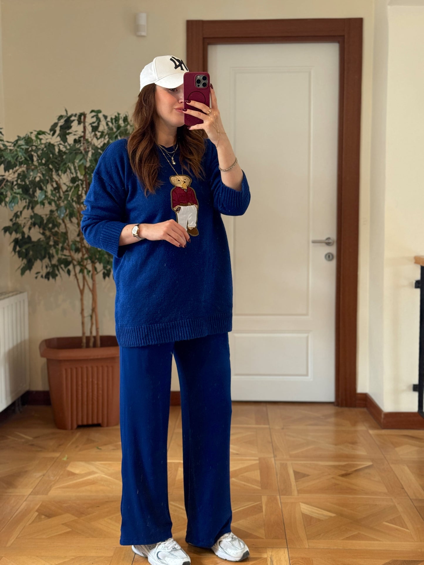 Ayıcık İşleme Yumoş Triko Kazak - SAKS MAVİ