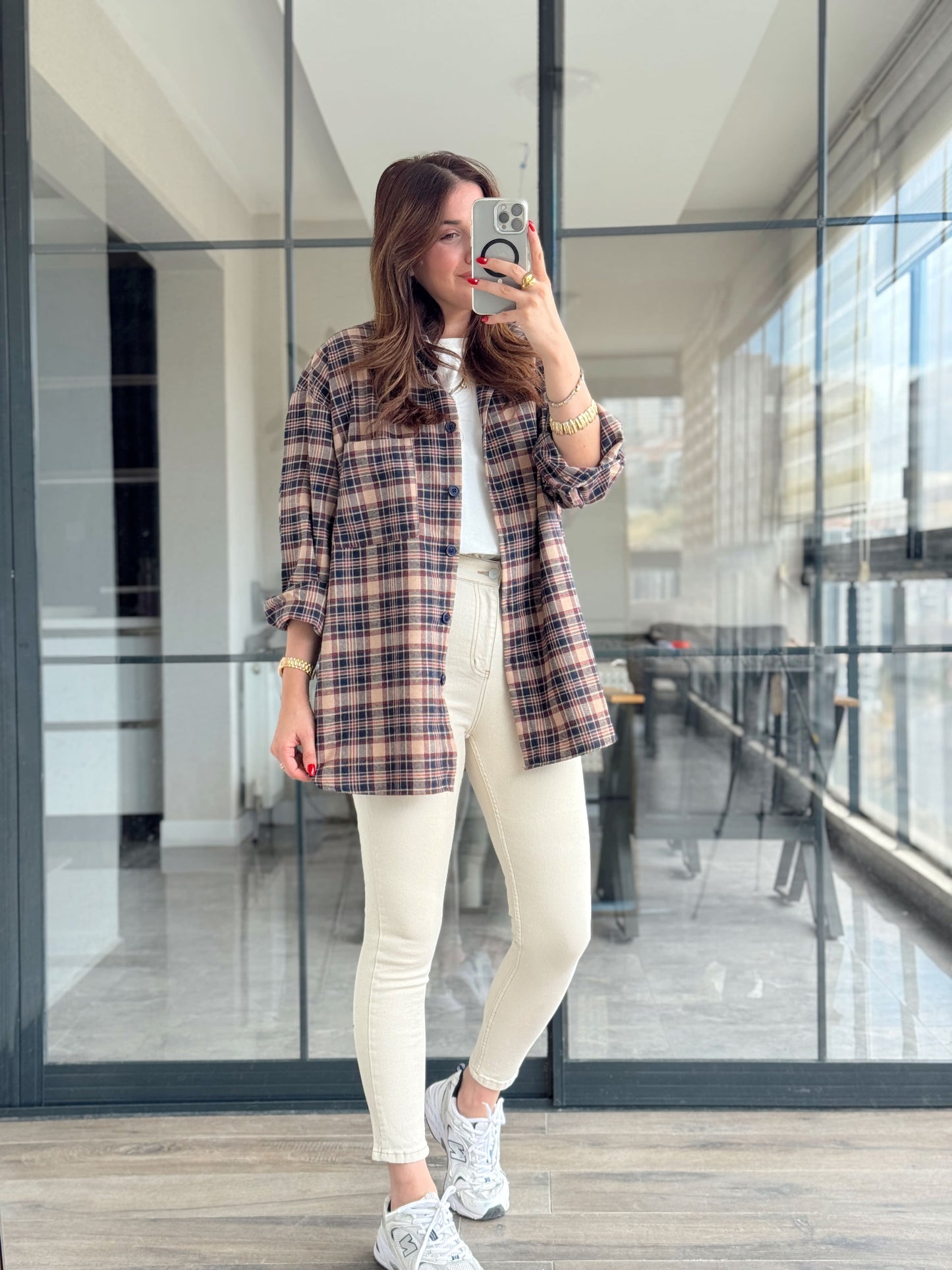 Likralı dar paça melina jean BEJ