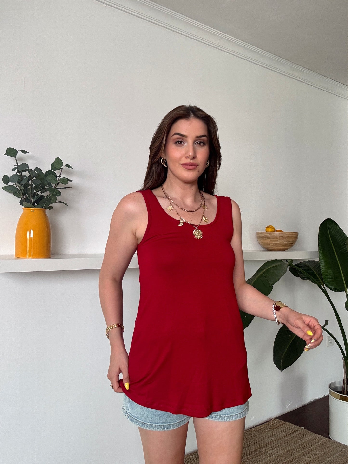 Modal Kumaş uzun atlet Bordo