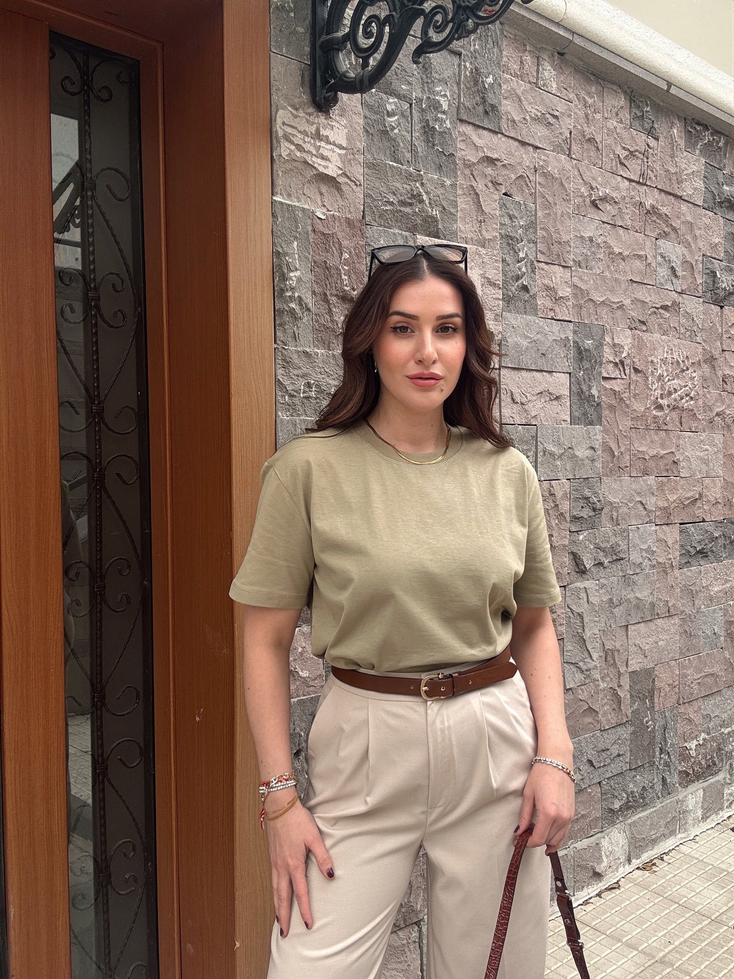 Bisiklet Yaka Basic Tişört YEŞİL