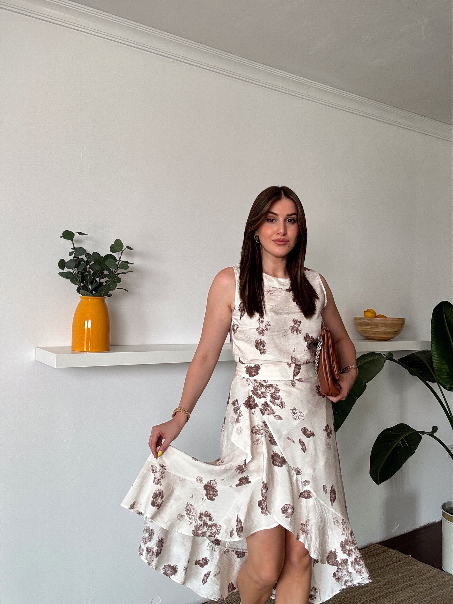 Marje fırfır detaylı takım KAHVE