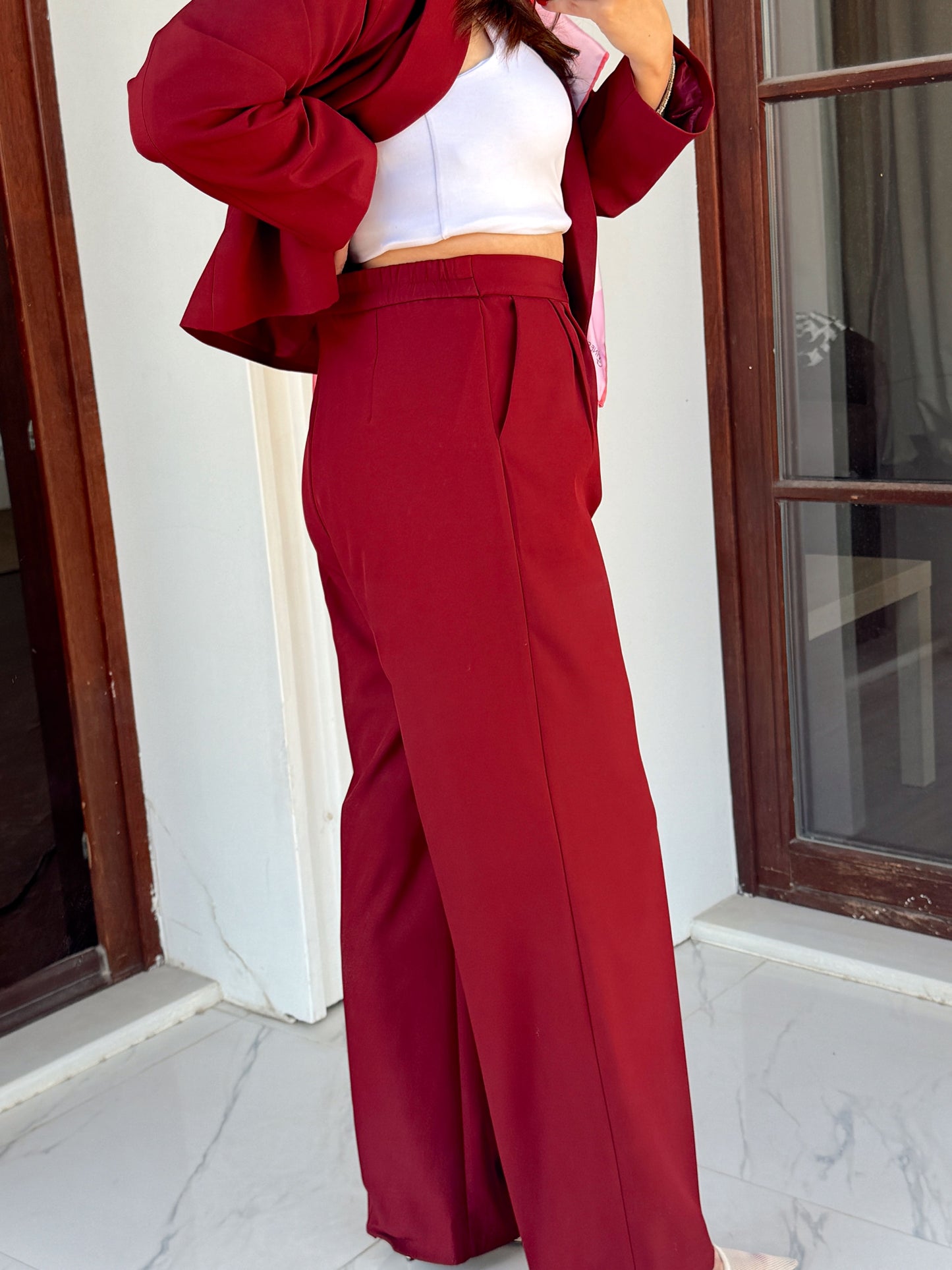 Lina Premium Ceket Pantolon takım Bordo
