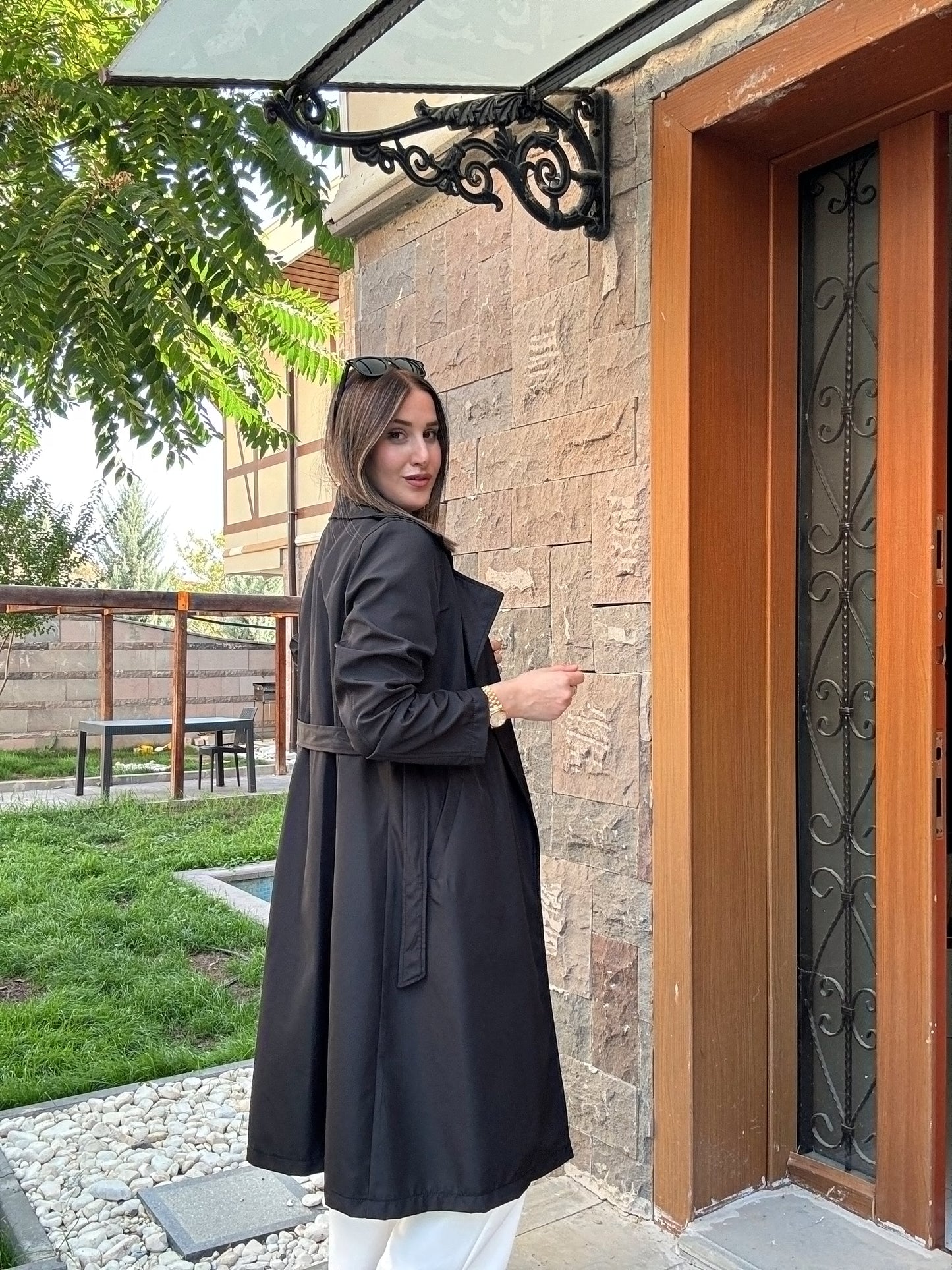 Kuşaklı UZUN ASTARSIZ Trenchcoat - SİYAH