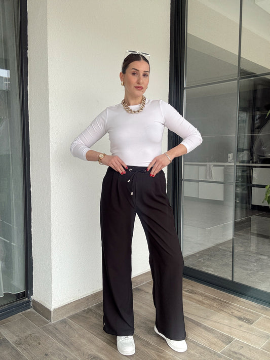 Kuş Gözü Detaylı Pantolon - SİYAH