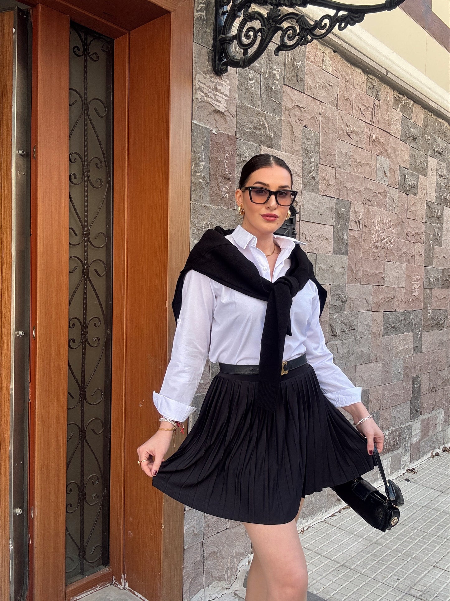 Piliseli Şort Etek SİYAH