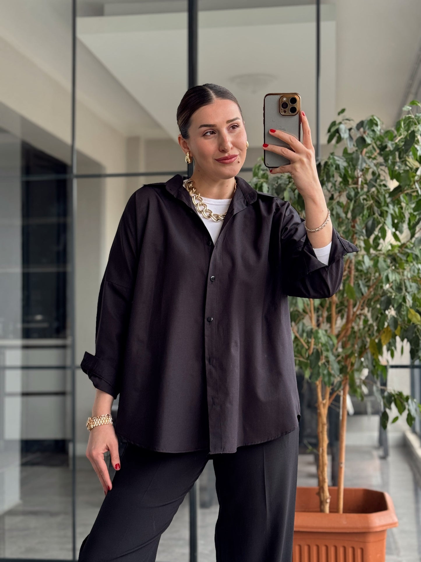 Armila Poplin Gömlek - SİYAH