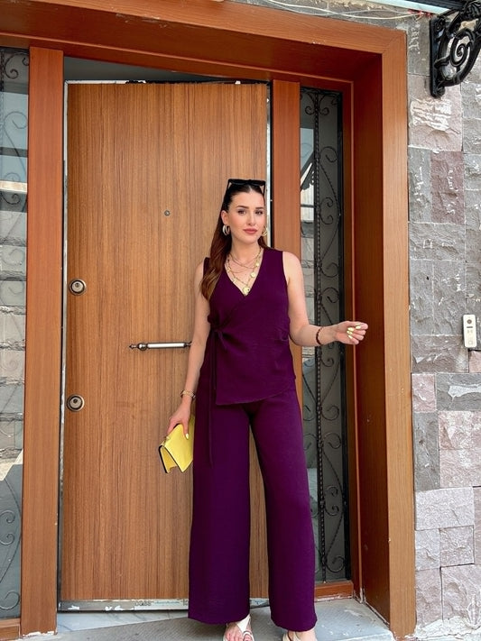 Bel Bağlama Kruvaze Aerobin Takım Mürdüm