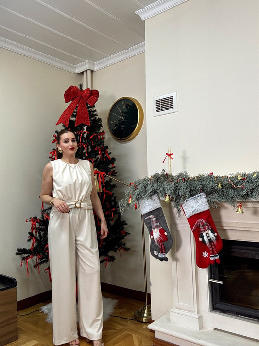 PARİS gold tokalı premium tulum-BEJ