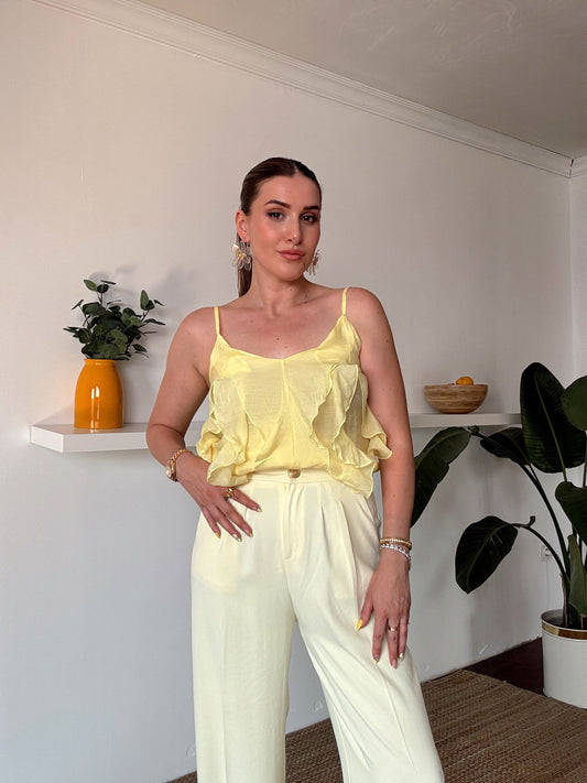 İp Askılı Fırfırlı Atlet Sarı