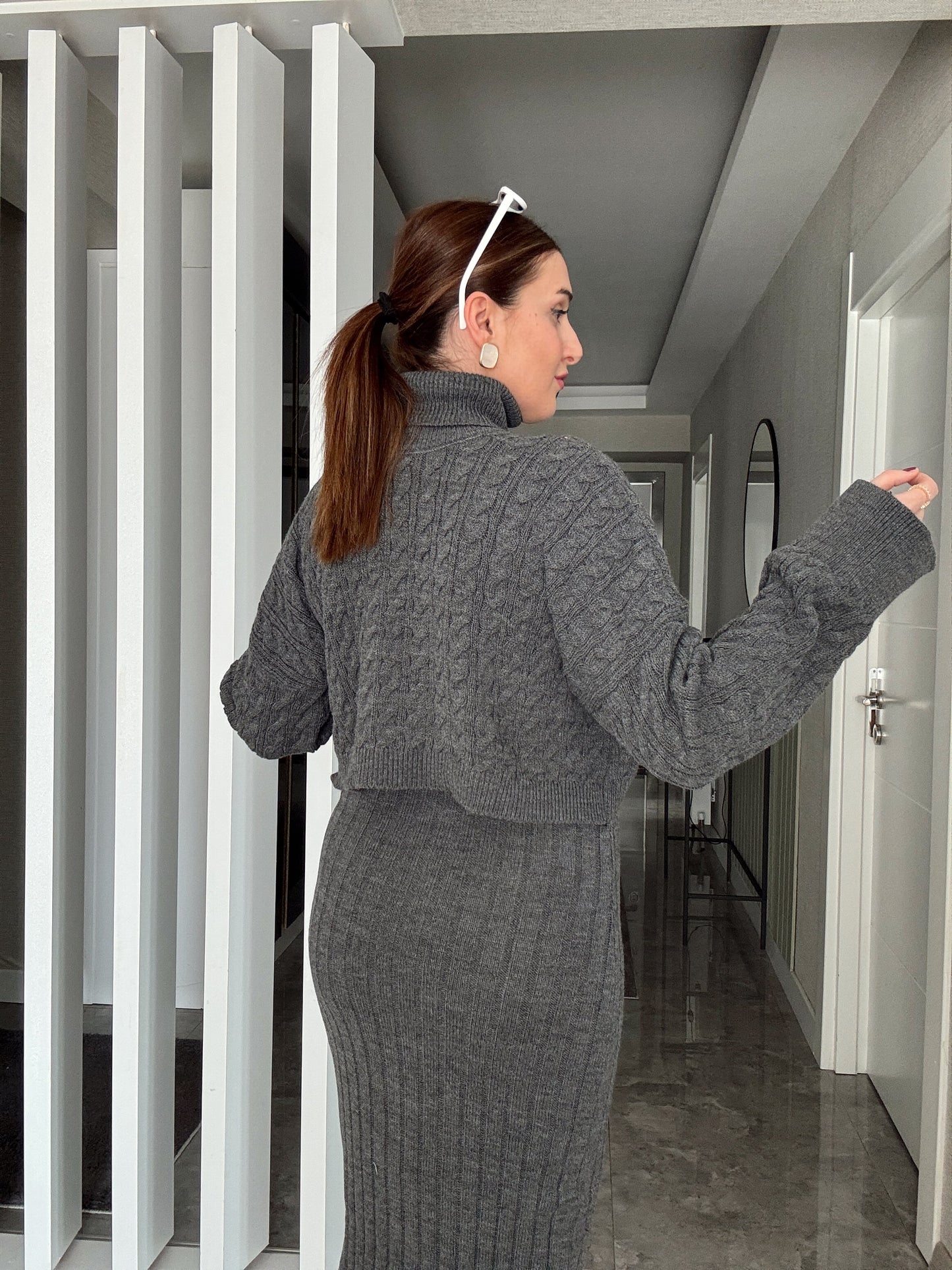 Balıkçı Saç Örgü Jileli Takım -FÜME
