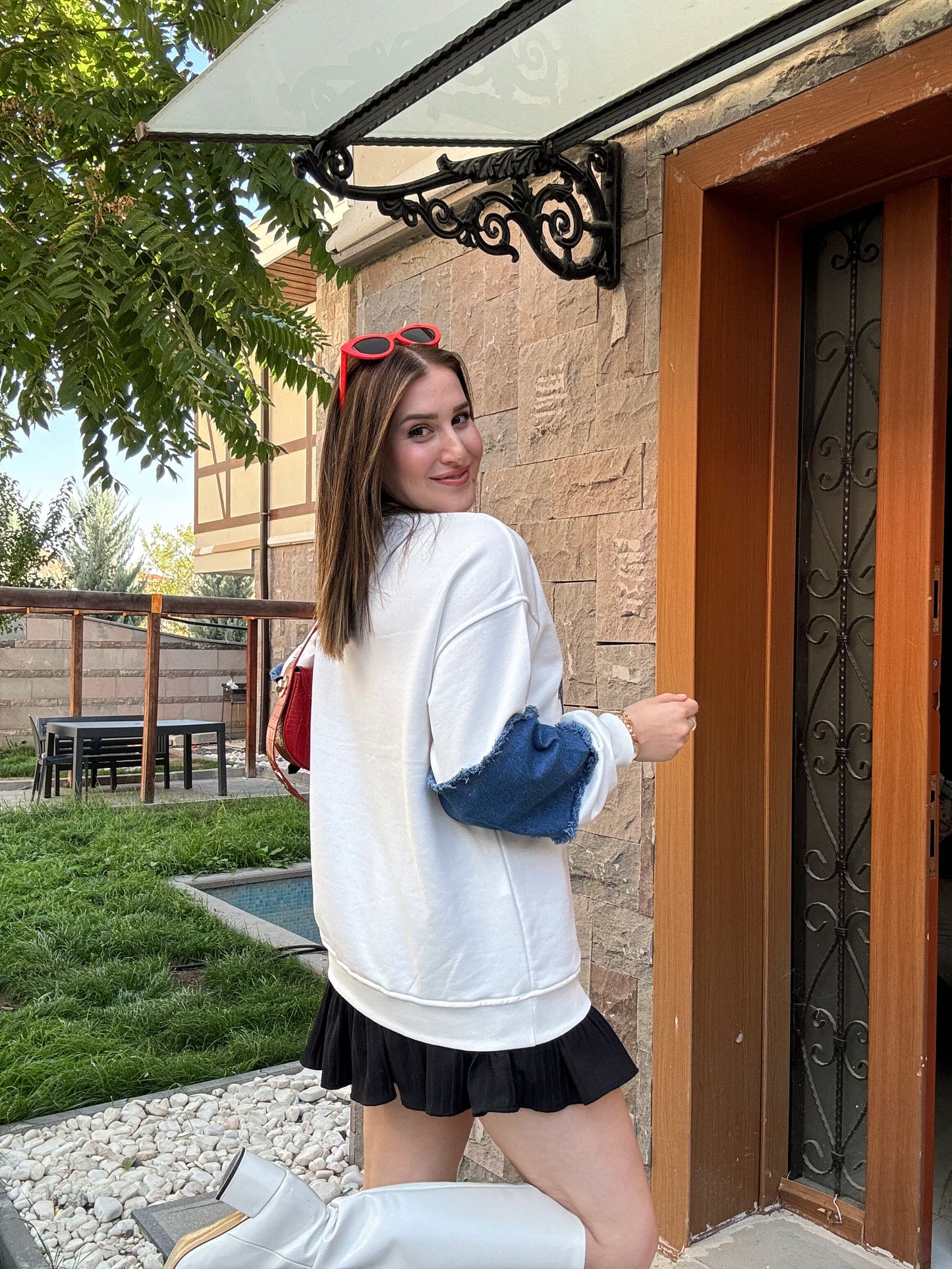 TOKYO Kot Garnili SweatShirt - BEYAZ