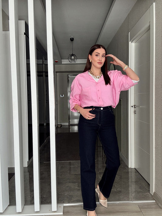 Enzim Palazzo Kot Pantolon - MAVİ