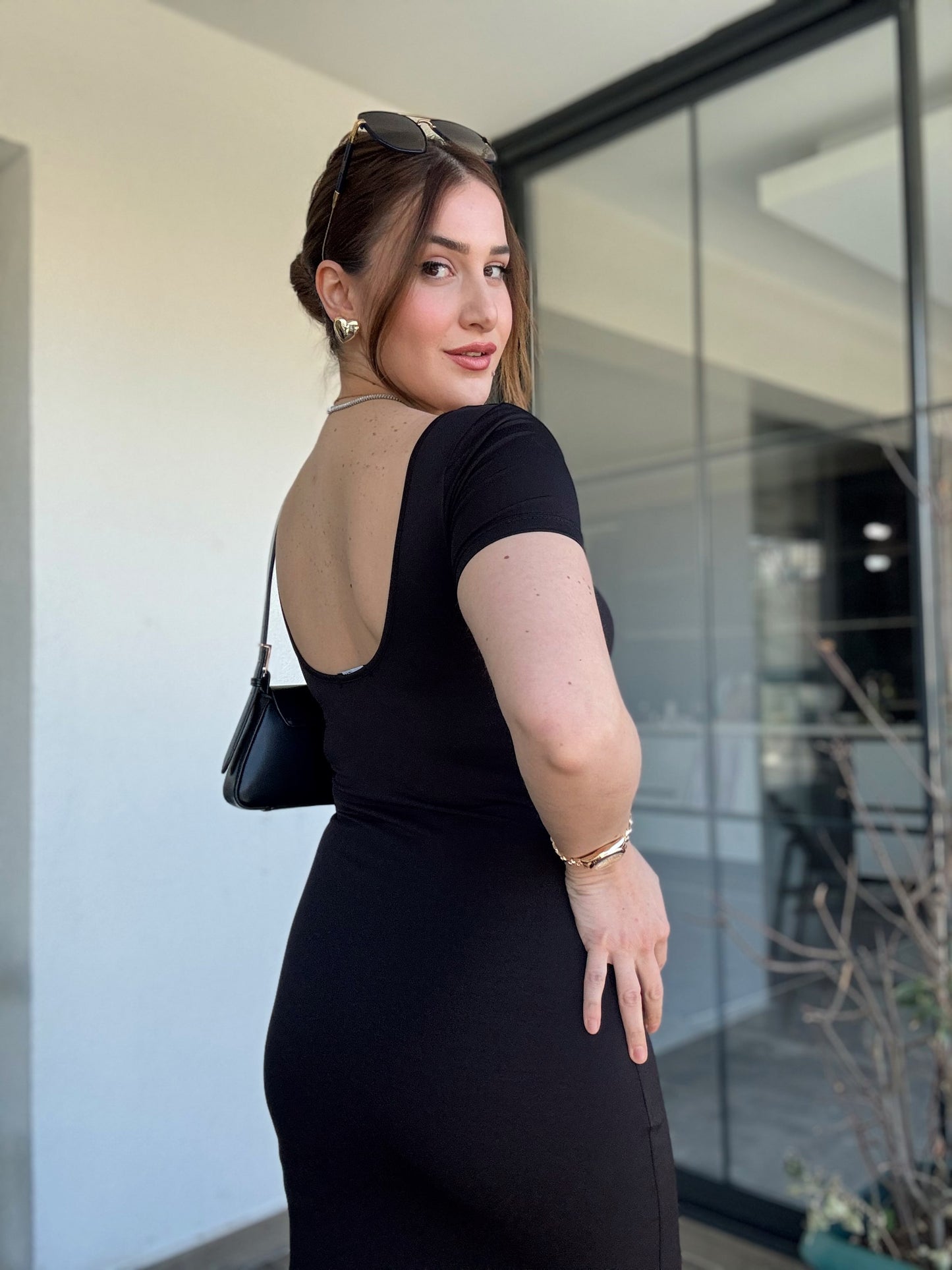 Sırt Detay Sandy Elbise - SİYAH