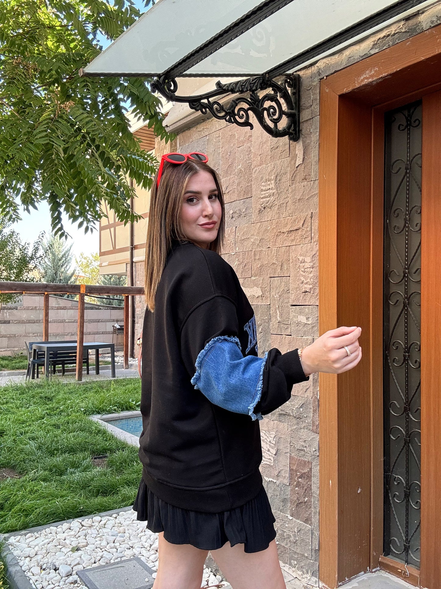 TOKYO Kot Garnili SweatShirt - SİYAH