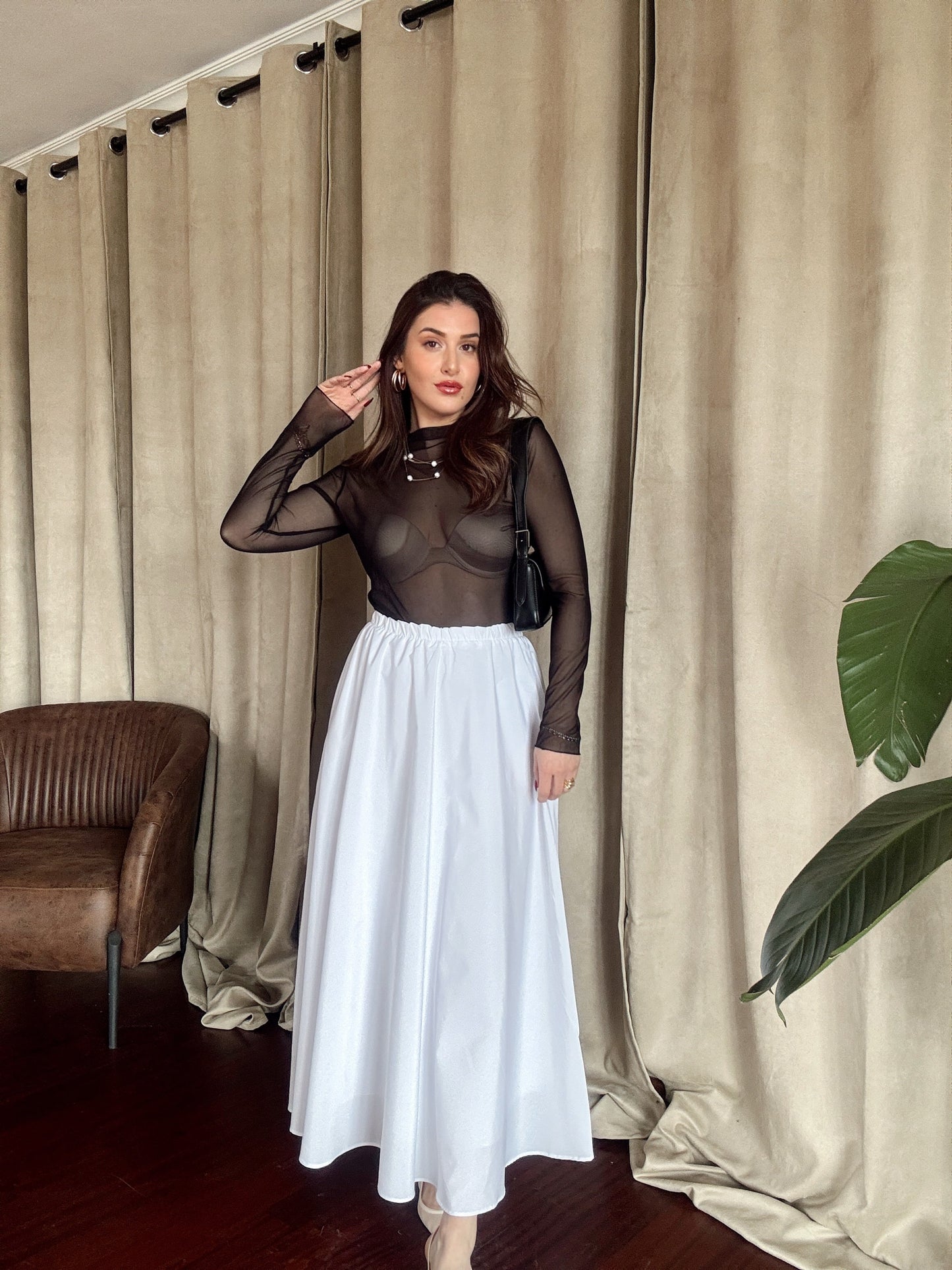 Transparan basic bluz SİYAH