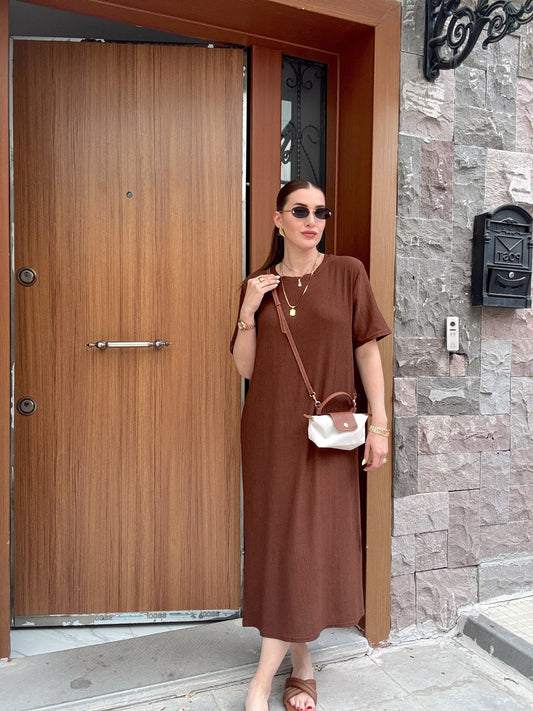 Oversize Salaş Elbise Kahve