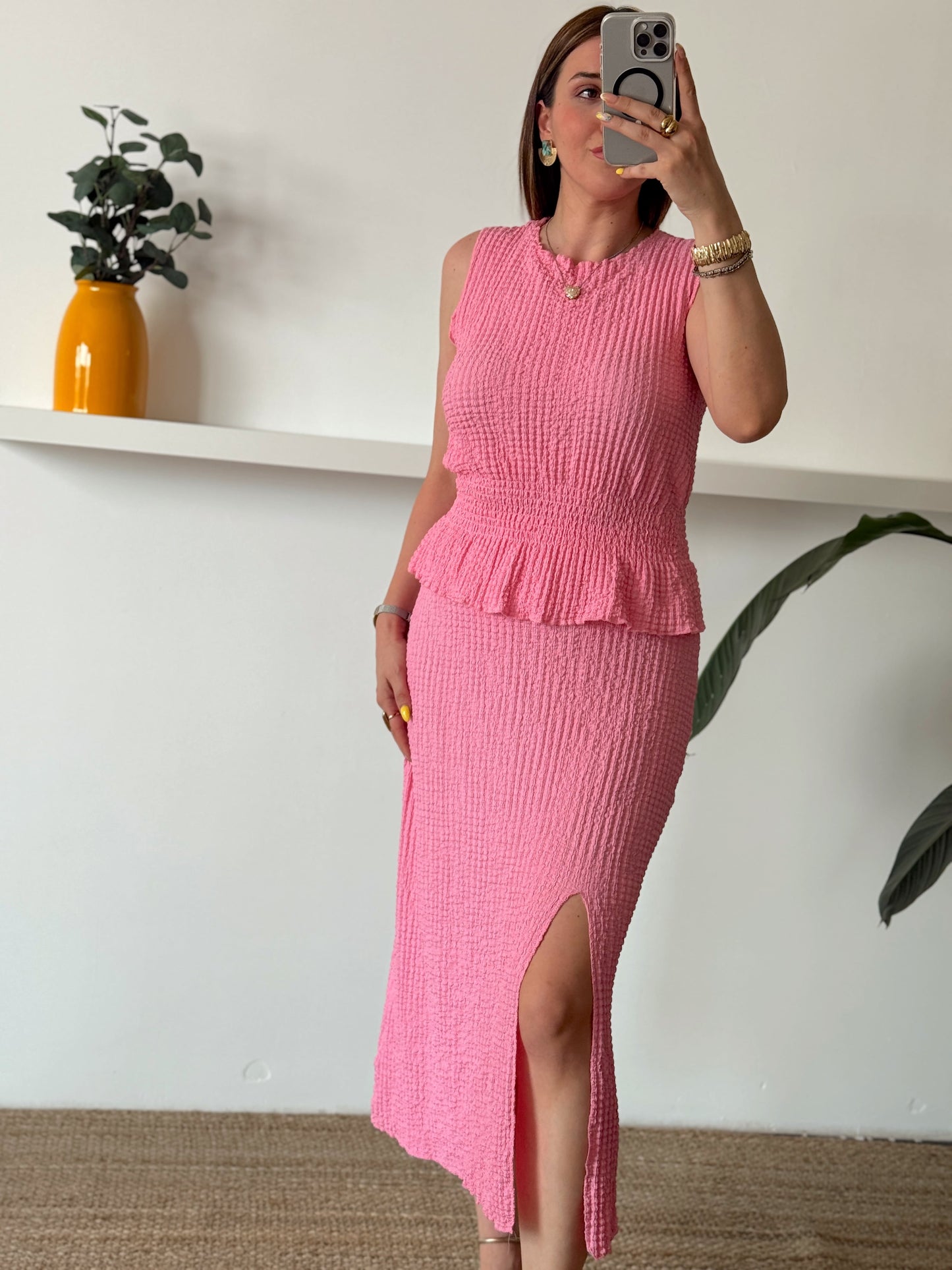 ODESSA bluz etek ikili takım pembe