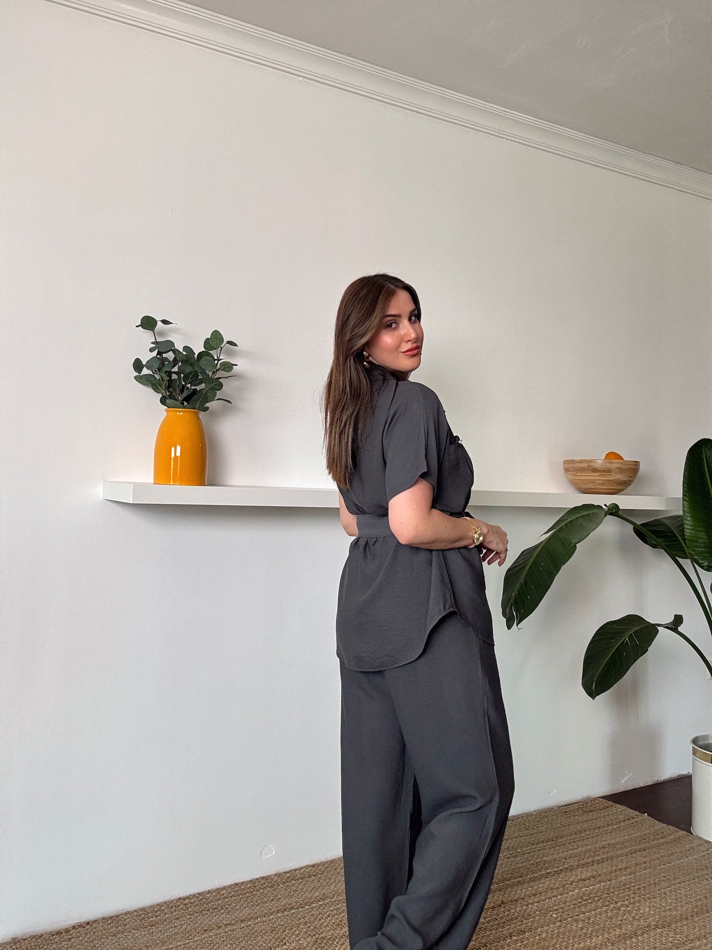 Kuşak detaylı İkili Takım FÜME