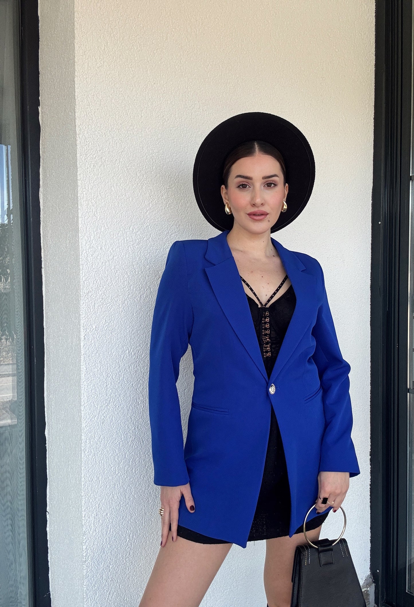 Gümüş Düğme ADELE Astarlı Ceket - SAKS MAVİ