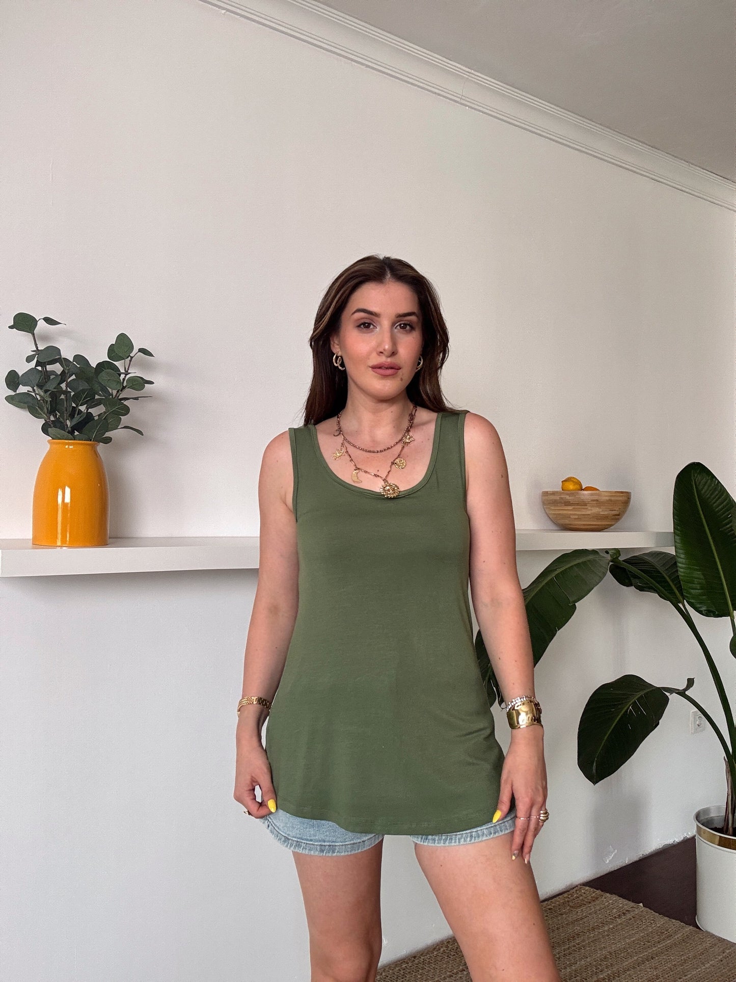 Modal Kumaş uzun atlet Haki