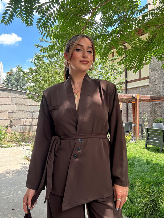 Kuşaklı tensel takım Kahve