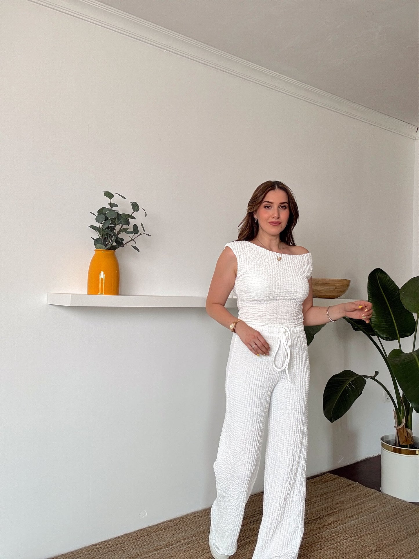 ELİZA yanları büzgülü ikili takım BEYAZ