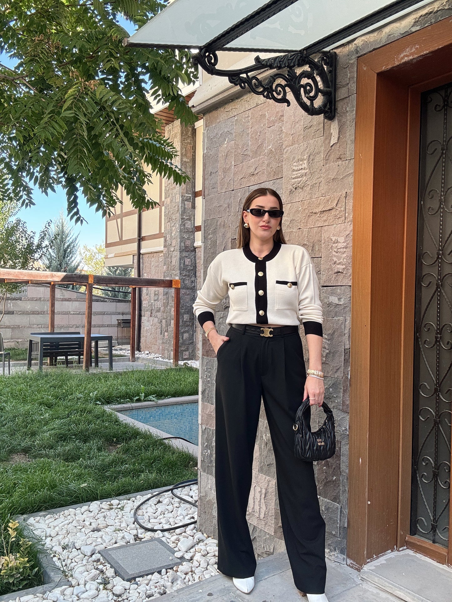 Palazzo Kumaş Pantolon - SİYAH